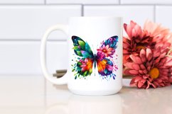 Abstract Vibrant Butterfly with Flowers PNG Product Image 2