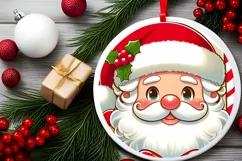 Round Christmas Ornament Sublimation|Clipart Product Image 2