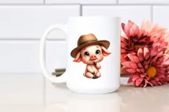 Watercolor Funny Baby Pig Sitting | Clipart Product Image 2