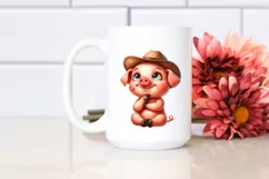 Watercolor Funny Baby Pig Sitting | Clipart Product Image 2