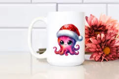 a Vibrant Baby Octopus PNG with Santa Hat Product Image 2