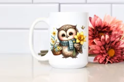Detailed Cute Baby Owl with Flowers Product Image 2