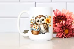 Detailed Cute Baby Owl with Flowers Product Image 2