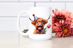 Highland Cow Party Hat Sublimation Clipart Product Image 2
