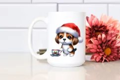 a Vibrant Baby Beagle PNG with Santa Hat Product Image 2