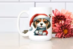 a Vibrant Baby Beagle PNG with Santa Hat Product Image 2