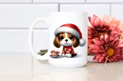 a Vibrant Baby Beagle PNG with Santa Hat Product Image 2