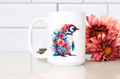 Retro Vibrant Penguin Half Made of Flowers | Sublimation | Product Image 2