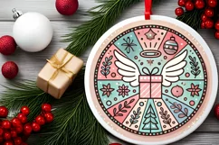 Round Christmas Ornament Sublimation|Clipart Product Image 1