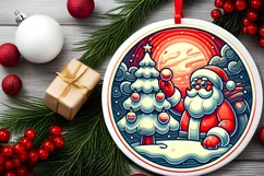 Round Christmas Ornament Sublimation|Clipart Product Image 1