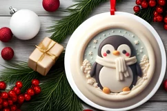 3D Marzipan Christmas Penguin Sublimation PNG Product Image 2