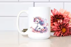 Baby Unicorn Surrounded by Spring Petals | Clipart Product Image 2