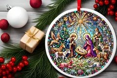 Round Christmas Ornament Sublimation|Clipart Product Image 1