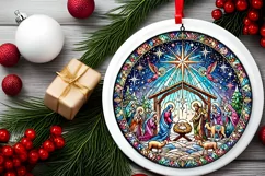 Round Christmas Ornament Sublimation|Clipart Product Image 1