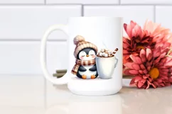 Cute Penguin with Blanket and Hot Cocoa PNG Product Image 2