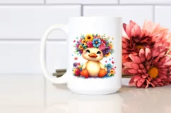 Watercolor Duck Flower Crown Clipart Product Image 2