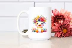 Watercolor Duck Flower Crown Clipart Product Image 2