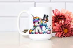 Baby Unicorn with Snowman PNG Product Image 2