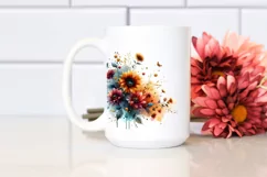 Vibrant Abstract with Small Sunflower and Gold PNG Product Image 2