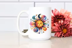 Colorful Watercolor Whimsical Sun | Sublimation Clipart Product Image 2