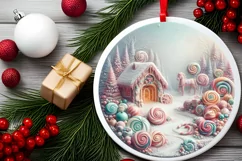 Pastel Christmas Candy Scene Sublimation PNG Product Image 2