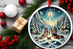 Round Christmas Ornament Sublimation|Clipart Product Image 1