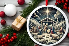 Round Christmas Ornament Sublimation|Clipart Product Image 1