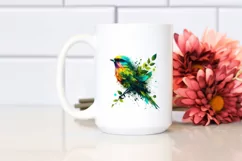 Abstract Vibrant Bird with Plant Leaves PNG Product Image 2