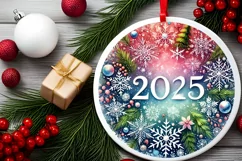 Round Christmas Ornament Sublimation|Clipart Product Image 2