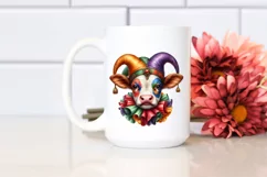 Colorful Baby Cow with Jester's Hat, PNG Product Image 2