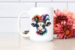 Colorful Baby Cow with Jester's Hat, PNG Product Image 2