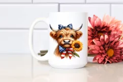Sublimation USA Flag Cow Portrait | Bow | Big Eyes Product Image 2