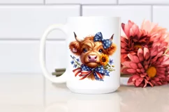 Sublimation USA Flag Cow Portrait | Bow | Big Eyes Product Image 2