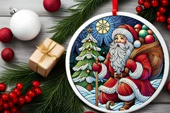 Round Christmas Ornament Sublimation|Clipart Product Image 1