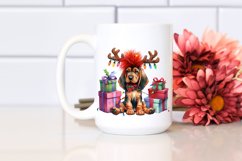 a Vibrant Baby Bloodhound PNG with Reindeer Horns Product Image 2
