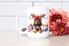 a Vibrant Baby Bloodhound PNG with Reindeer Horns Product Image 2