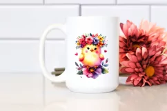 Cartoon Chicken with Flower Crown PNG Product Image 2
