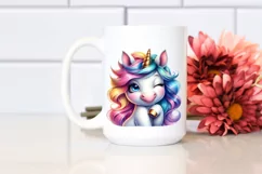 Colorful Winking Baby Unicorn, PNG Product Image 2
