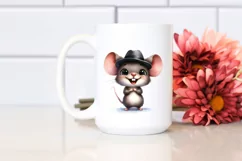 Baby Mouse Hat Standing Wearing Happy Clipart Product Image 2