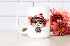 Baby Mouse Hat Standing Wearing Happy Clipart Product Image 2