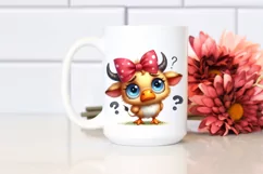 Bull Chick Bow Big Eyes Confused Clipart Product Image 2