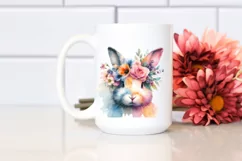 Pastel Vibrant Rabbit Half Made of Flowers | Sublimation | Product Image 2