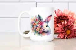 Pastel Vibrant Rabbit Half Made of Flowers | Sublimation | Product Image 2