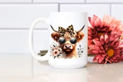 Elegant Highland Cow Animal Print Bow Clipart Product Image 2