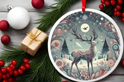 Round Christmas Ornament Sublimation|Clipart Product Image 2