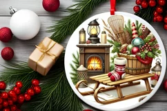 Round Christmas Ornament Sublimation|Clipart Product Image 1