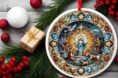 Round Christmas Ornament Sublimation|Clipart Product Image 1