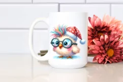 a Pastel Baby Chicken PNG with Santa Hat Product Image 2