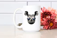 Funny Cute Rhino Portrait Smiling | Watercolor Clipart Product Image 2