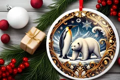 Round Christmas Ornament Sublimation|Clipart Product Image 1